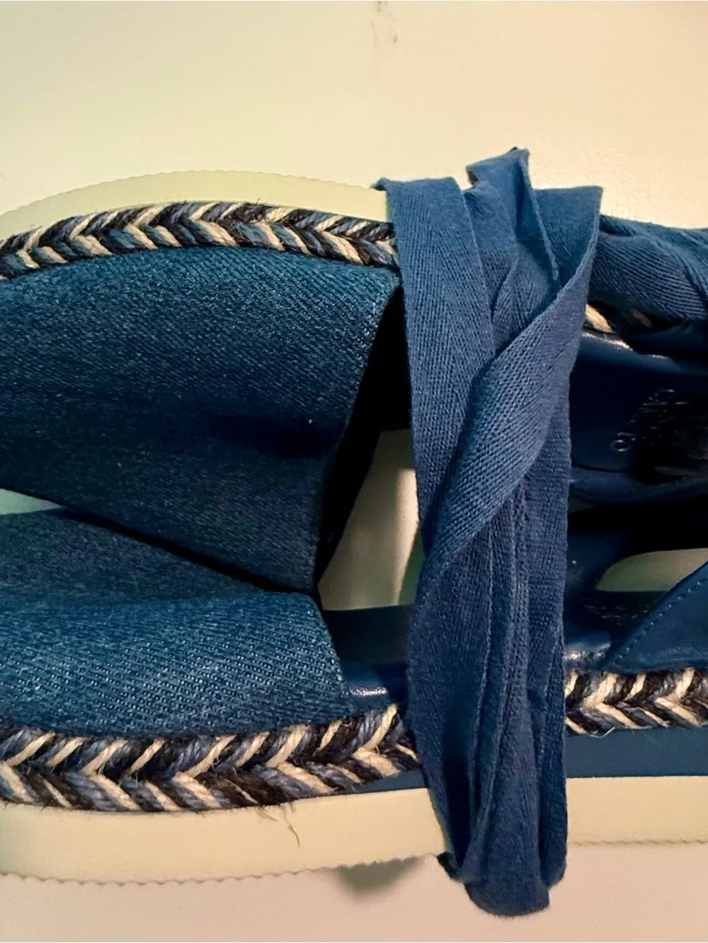 Vince Camuto Blue Denim-Look Lace-Up Espadrilles